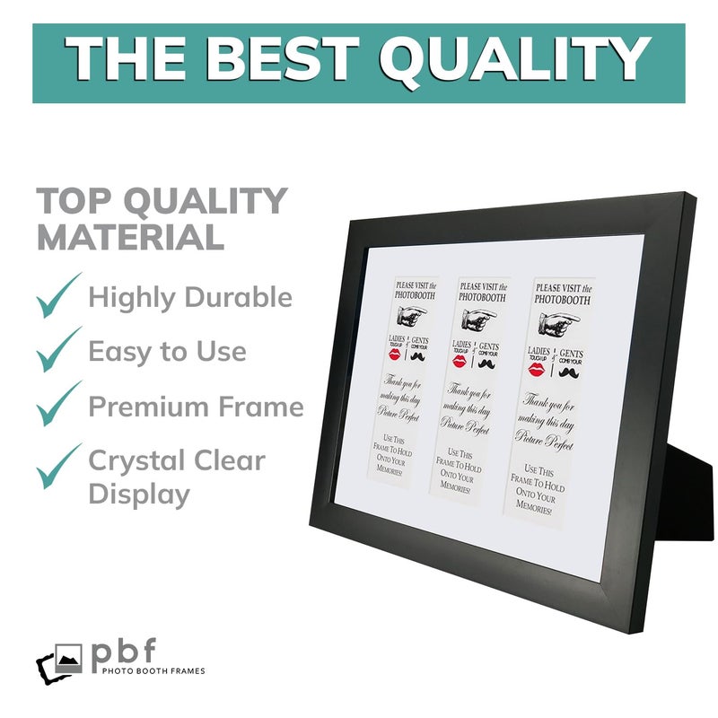 pbf PHOTO BOOTH FRAMES Photo Booth Frames -8 x 10 Photo Frame with Mat for Three Photo Booth Pictures Black 8x10 Photo Booth Frame 3 Pictures - Image 4